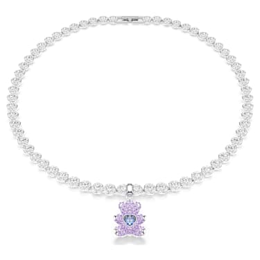Charm Idyllia, Tallas mixtas, Osito, Morado, Baño de rodio - Swarovski, 5745610