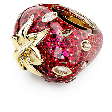 Idyllia ring met motief, Verschillende slijpvormen, Aardbei, Rood, Goudkleurige toplaag - Swarovski, 5745796
