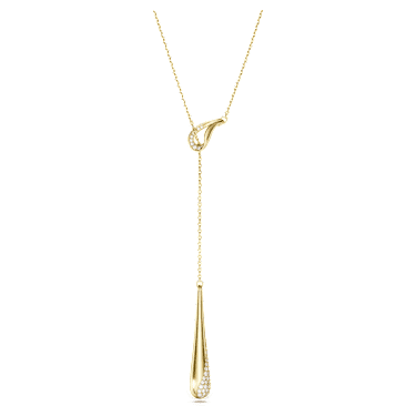 Swarovski Classica Y 字形鏈墜, 圓形切割, 白色, 925 銀，鍍金（金色飾面） - Swarovski, 5746001