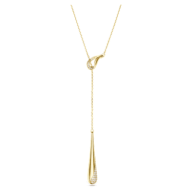 Swarovski Classica Y 字形鏈墜, 圓形切割, 白色, 925 銀，鍍金（金色飾面） - Swarovski, 5746001