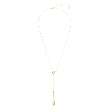 Swarovski Classica Y 字形鏈墜, 圓形切割, 白色, 925 銀，鍍金（金色飾面） - Swarovski, 5746001
