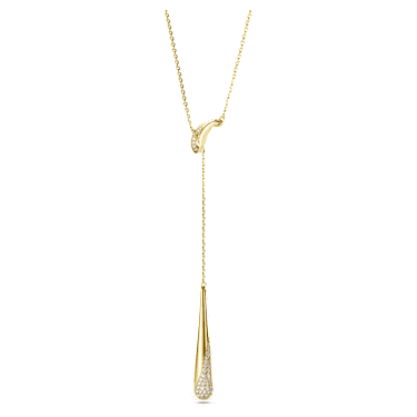 Swarovski Classica Y 字形鏈墜, 圓形切割, 白色, 925 銀，鍍金（金色飾面） - Swarovski, 5746001