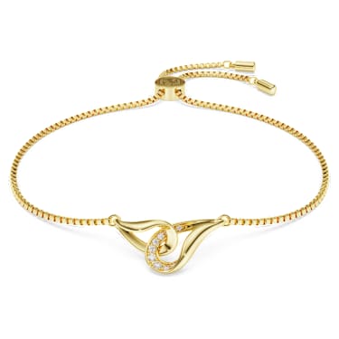 Classica 手链, 圆形切割, 环形, 白色, 925 银，金色饰面 - Swarovski, 5746008