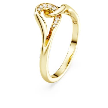 Pierścionek Swarovski Classica, Szlif okrągły, Motyw spleciony, Biały, Srebro próby 925, wykończenie z 18-karatowego złota - Swarovski, 5746010