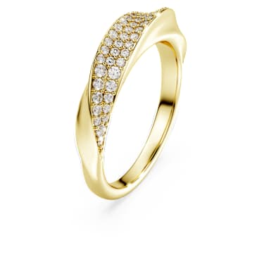 Anneau Classica, Taille ronde, Blanc, Argent 925, doré à l’or 18 carats (750/1000) - Swarovski, 5746015