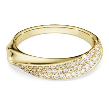 Classica 戒指, 圆形切割, 白色, 925 银，金色饰面 - Swarovski, 5746017
