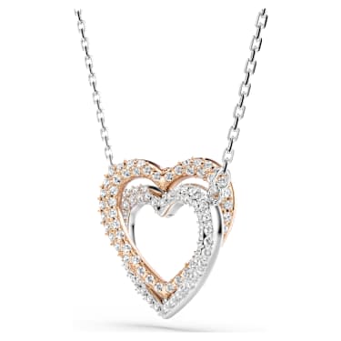 Hyperbola 项链, 圆形切割, 心形, 白色, 混合金属润饰 - Swarovski, 5746040