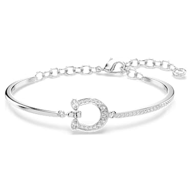 Bransoletka Symbolica, Oprawa brukowa, Podkowa, Biała, Powłoka z rodu - Swarovski, 5746220