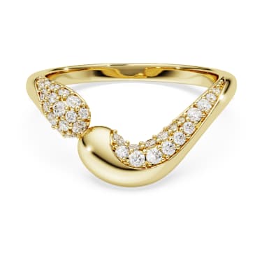 Bague ouverte Swarovski Classica, Taille ronde, Blanche, Argent 925, doré à l’or 18 carats (750/1000) - Swarovski, 5746351
