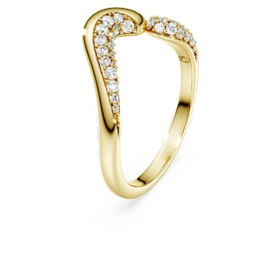 Otwarty pierścionek Swarovski Classica, Szlif okrągły, Biały, Srebro próby 925, wykończenie z 18-karatowego złota - Swarovski, 5746351