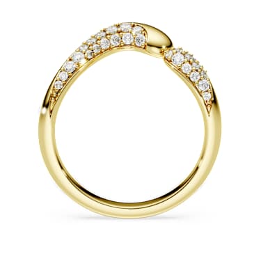 Bague ouverte Swarovski Classica, Taille ronde, Blanche, Argent 925, doré à l’or 18 carats (750/1000) - Swarovski, 5746351
