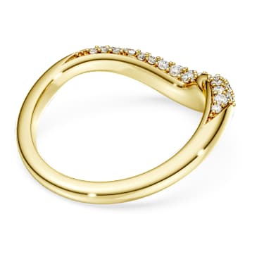 Bague ouverte Swarovski Classica, Taille ronde, Blanche, Argent 925, doré à l’or 18 carats (750/1000) - Swarovski, 5746351