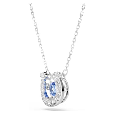 Symbolica pendant, Round cut, Pavé, Horse shoe, Blue, Rhodium
