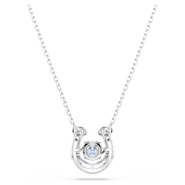 Symbolica pendant, Round cut, Pavé, Horse shoe, Blue, Rhodium