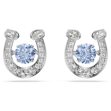 Pendientes de botón Symbolica, Talla redonda, Pavé, Herradura, Azules, Baño de rodio - Swarovski, 5746563