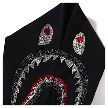 A BATHING APE® Shark Hooded Varsity Jacket, Siyah-beyaz - Swarovski, 5746770