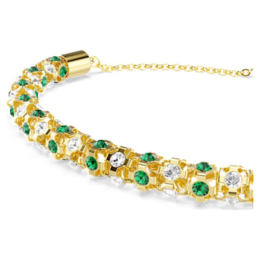 Dextera 手链, 圆形切割, 绿色, 金色饰面 - Swarovski, 5746829