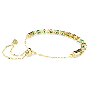 Dextera สร้อยข้อมือ, เจียระไนทรงกลม, เขียว, ตกแต่งผิวด้วยทองคำ 18K - Swarovski, 5746829