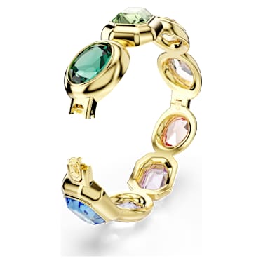 Manžetový náramek Gema, Oversize křišťály, Různé výbrusy, Vícebarevný, Pokoveno ve zlatém odstínu - Swarovski, 5746902