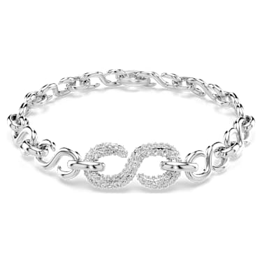 Dextera armband, Ronde slijpvorm, Wit, Rodium toplaag - Swarovski, 5747642