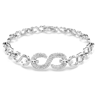 Brățară Dextera, Tăietură rotundă, Alb, Placat cu rodiu - Swarovski, 5747642