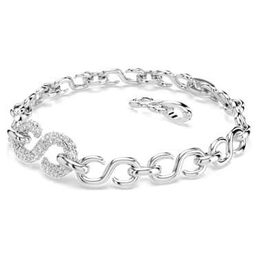 Zapestnica Dextera, Okrogli rez, Bela, Prevleka iz rodija - Swarovski, 5747642