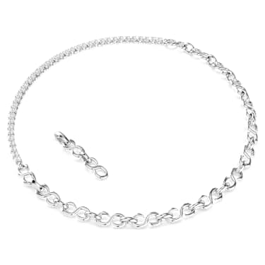 Matrix Halsband, S-form, Rund slipning, Vit, Rodiumpläterad - Swarovski, 5747732
