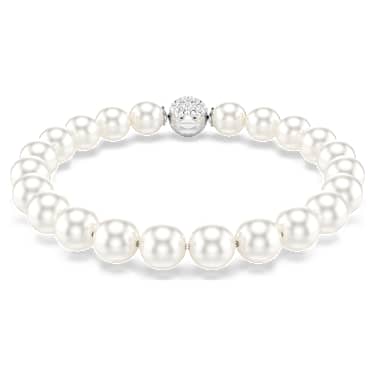 Matrix Bileklik, Kristal inci, Beyaz, Rodyum kaplama - Swarovski, 5747747