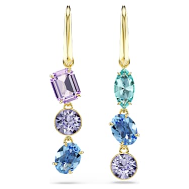 Gema 水滴形耳環, 非對稱設計, 混合式切割, 漸層色, 18K 金飾面 - Swarovski, 5747917