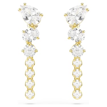 Mesmera 水滴形耳环, 混合切割, 白色, 金色饰面 - Swarovski, 5747936
