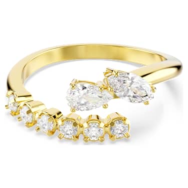 Mesmera open ring, Mixed cuts, White, 18K gold finish - Swarovski, 5747969