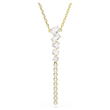 Mesmera Y字型ネックレス, ミックスカット, ホワイト, 18Kゴールドコーティング - Swarovski, 5747997