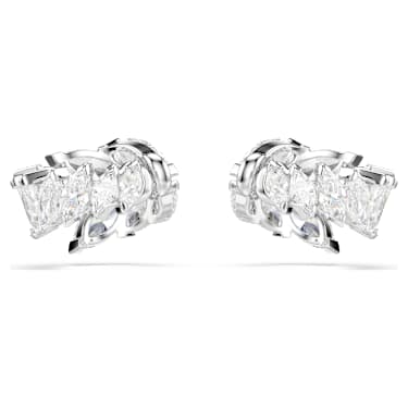 Ozdoby na ucho Mesmera, Výbrus Markýza, Bílé, Pokoveno rhodiem - Swarovski, 5747998