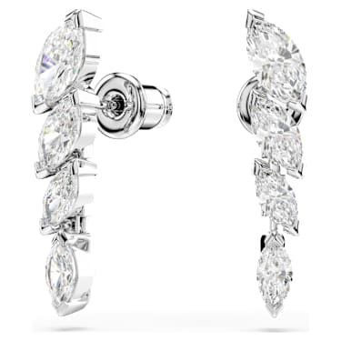 Jachete cercei Mesmera, Tăietură marquise, Albi, Placat cu rodiu - Swarovski, 5748007