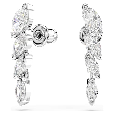 Mesmera oorbellen, Marquise-slijpvorm, Wit, Rodium toplaag - Swarovski, 5748007