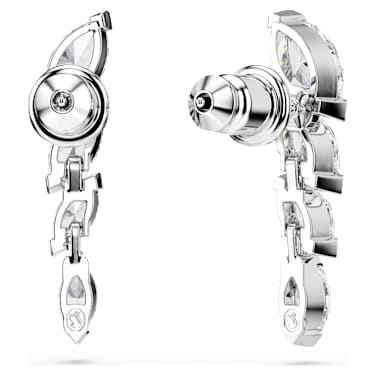 Mesmera earrings, Marquise cut, White, Rhodium plated - Swarovski, 5748007