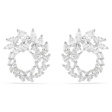 Mesmera フープピアス, マーキスカット, ホワイト, ロジウム・プレーティング - Swarovski, 5748008