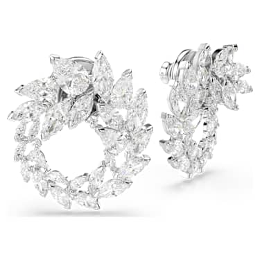 Pendientes de aro Mesmera, Talla marquisa, Blancos, Baño de rodio - Swarovski, 5748008