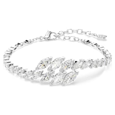 Mesmera armband, Marquise-slijpvorm, Wit, Rodium toplaag - Swarovski, 5748014