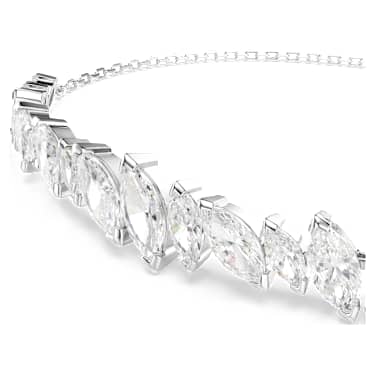 Náramek Mesmera, Výbrus Markýza, Bílá, Pokoveno rhodiem - Swarovski, 5748650