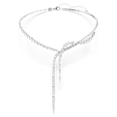 Mesmera Y形項鏈, 混合式切割, 白色, 鍍白金色 - Swarovski, 5748652