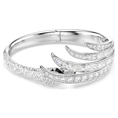 Bracciale rigido Vienna, Taglio misto, Cigno, Bianco, Placcato rodio - Swarovski, 5749066