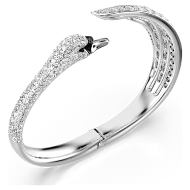 Bracelete Vienna, Combinação de lapidações, Cisne, Branca, Lacado a ródio - Swarovski, 5749066
