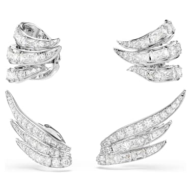 Set cercei ear cuff Vienna, Tăieturi mixte, Lebădă, Albi, Placat cu rodiu - Swarovski, 5749071