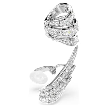 Vienna ear cuffs, Verschillende slijpvormen, Zwaan, Wit, Rodium toplaag - Swarovski, 5749071