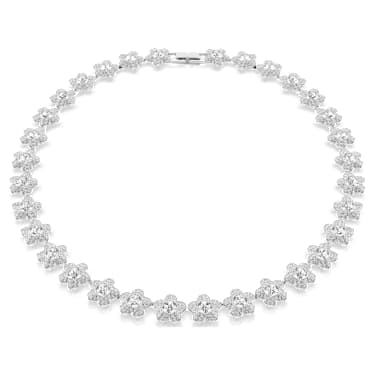 Náhrdelník Ariana Grande x Swarovski, Kulatý výbrus, Květina, Bílá, Pokoveno rhodiem - Swarovski, 5749179