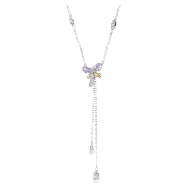 Ariana Grande x Swarovski Y necklace, Mixed cuts, Dragonfly, Multicoloured, Rhodium plated - Swarovski, 5749183