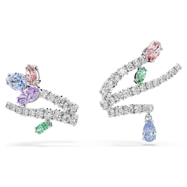 Ariana Grande x Swarovski 扣式耳環, 混合式切割, 彩色, 鍍白金色 - Swarovski, 5749184