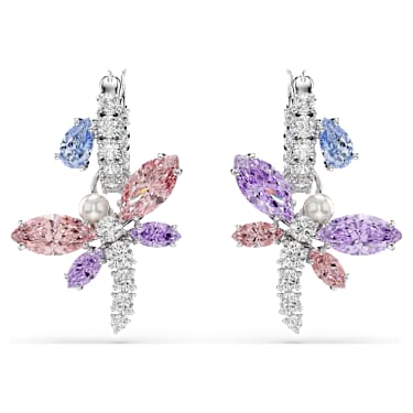 Pendants d'oreilles Ariana Grande x Swarovski, Tailles variées, Libellule, Multicolores, Métal rhodié - Swarovski, 5749185