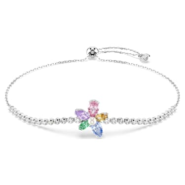 Ariana Grande x Swarovski bracelet, Mixed cuts, Flower, Multicoloured, Rhodium plated - Swarovski, 5749187